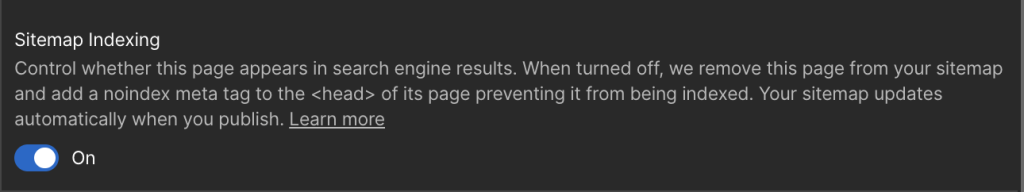 webflow automatic sitemap indexing