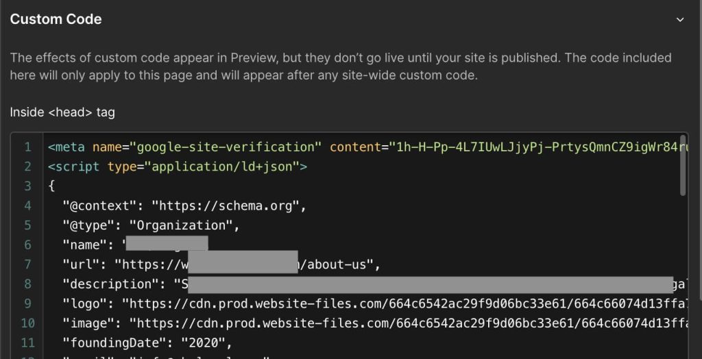 webflow schema markup