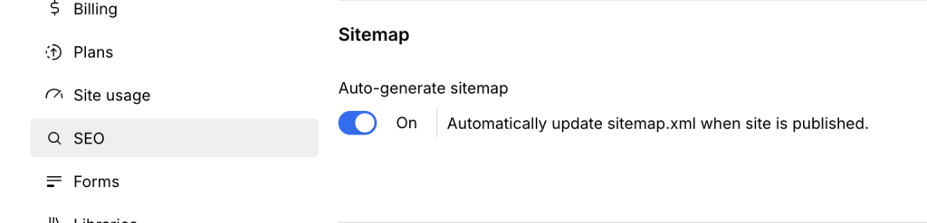 webflow seo sitemap auto generation